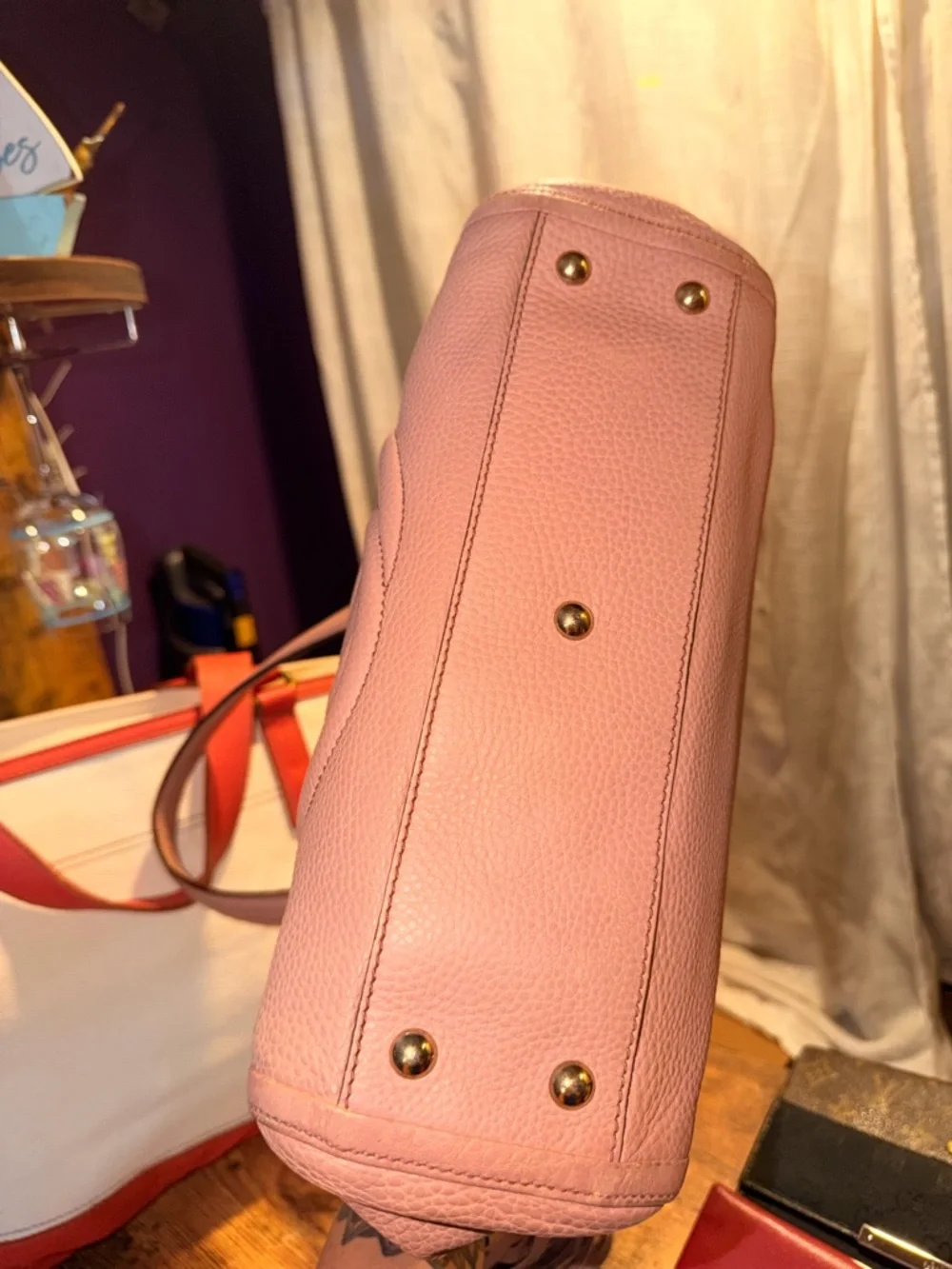 Gucci Blush Pink Pebbled Leather Tote with Tassel - Picture 8 of 10